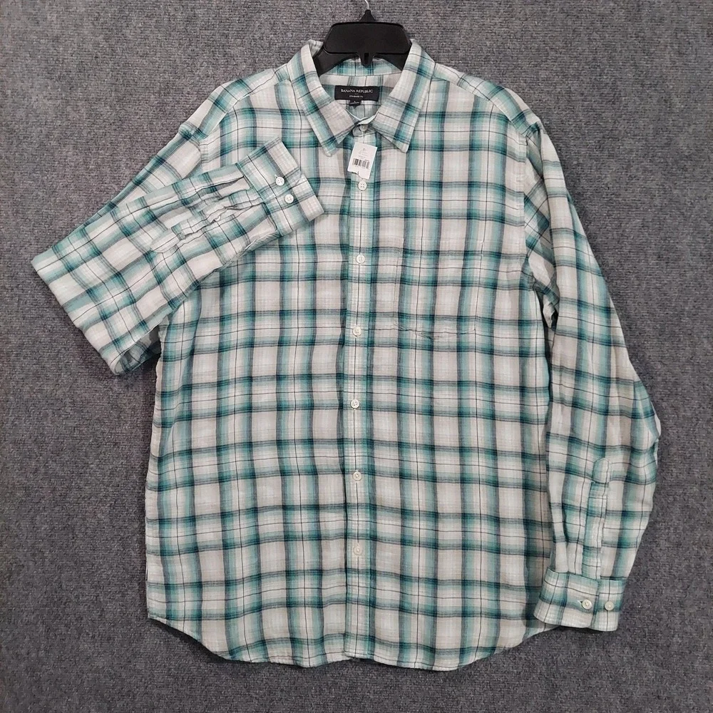 Banana Republic Shirt Mens Large Plaid Standard Fit Button Down‎ Long Sleeve